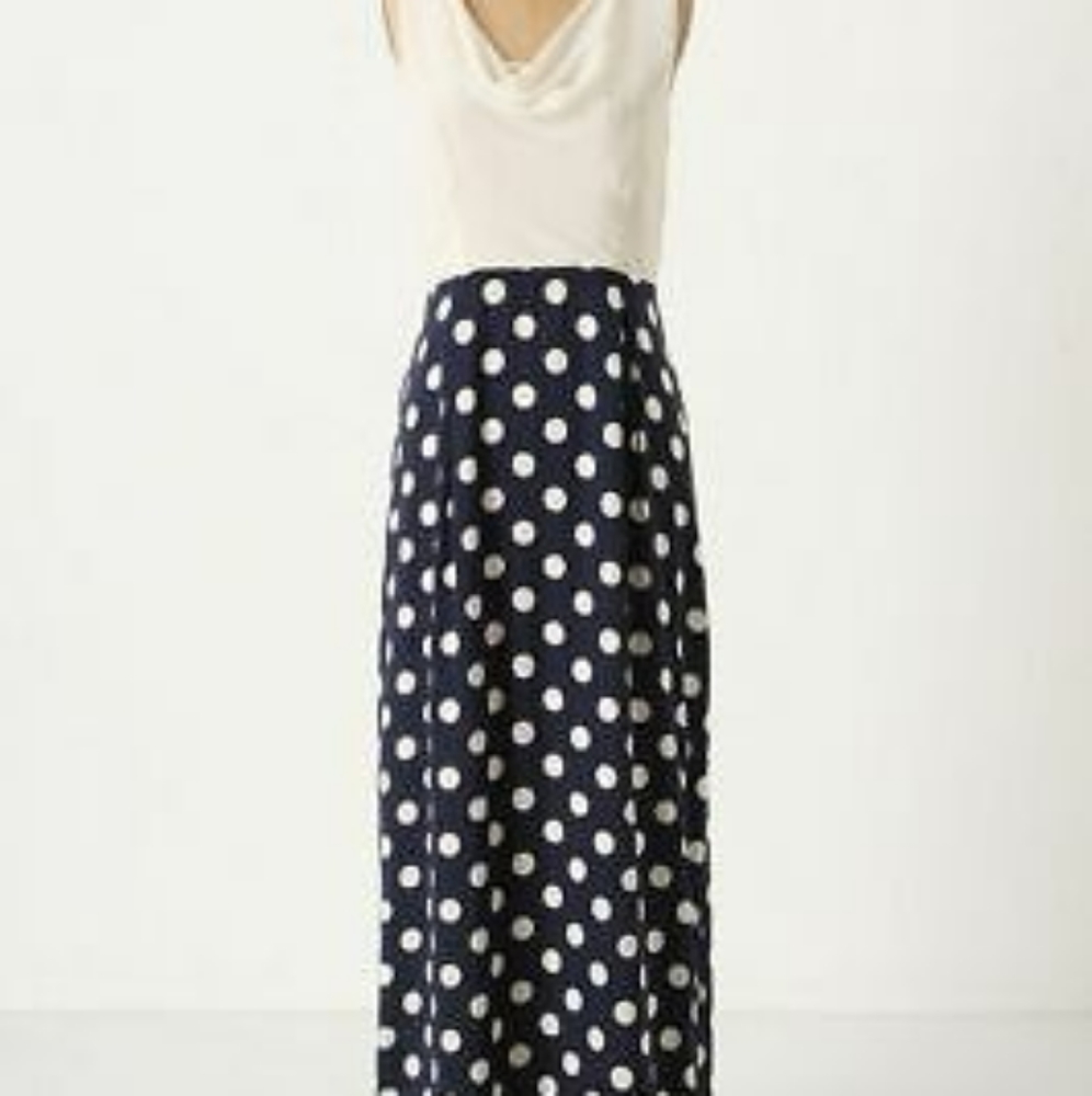 Moulinette Sœurs Cream and Blue Polka Dotted Maxi